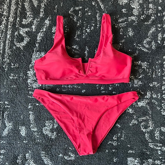 Other - V-Neck Deep Red Bikini Set